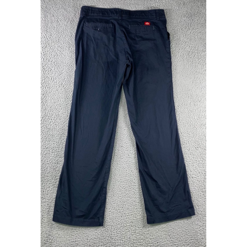 Dickies Straight Leg Pants Women 14 Navy Blue Mid Rise Twill Workwear Utility